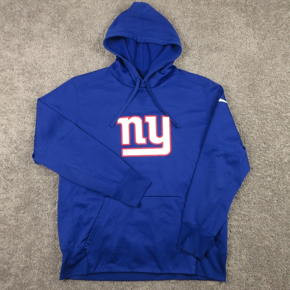 New‎ York Giants Sweater Mens Large Blue Hoodie Sweatshirt Nike Thermafit Logo